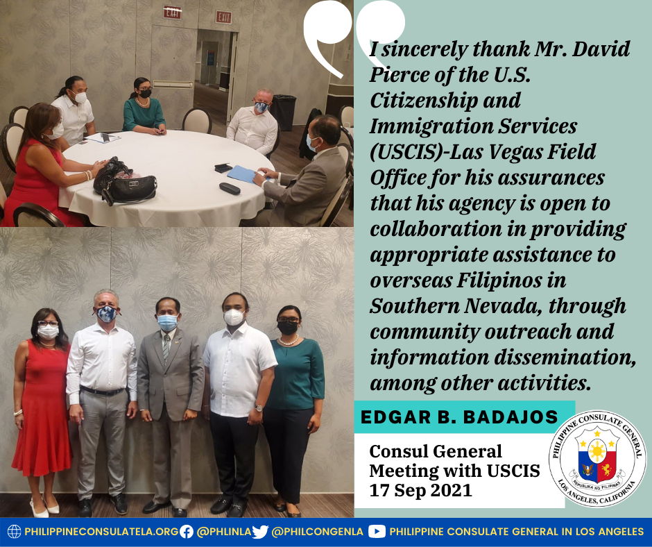 Consul General Edgar B. Badajos Meets with the U.S. Citizenship and