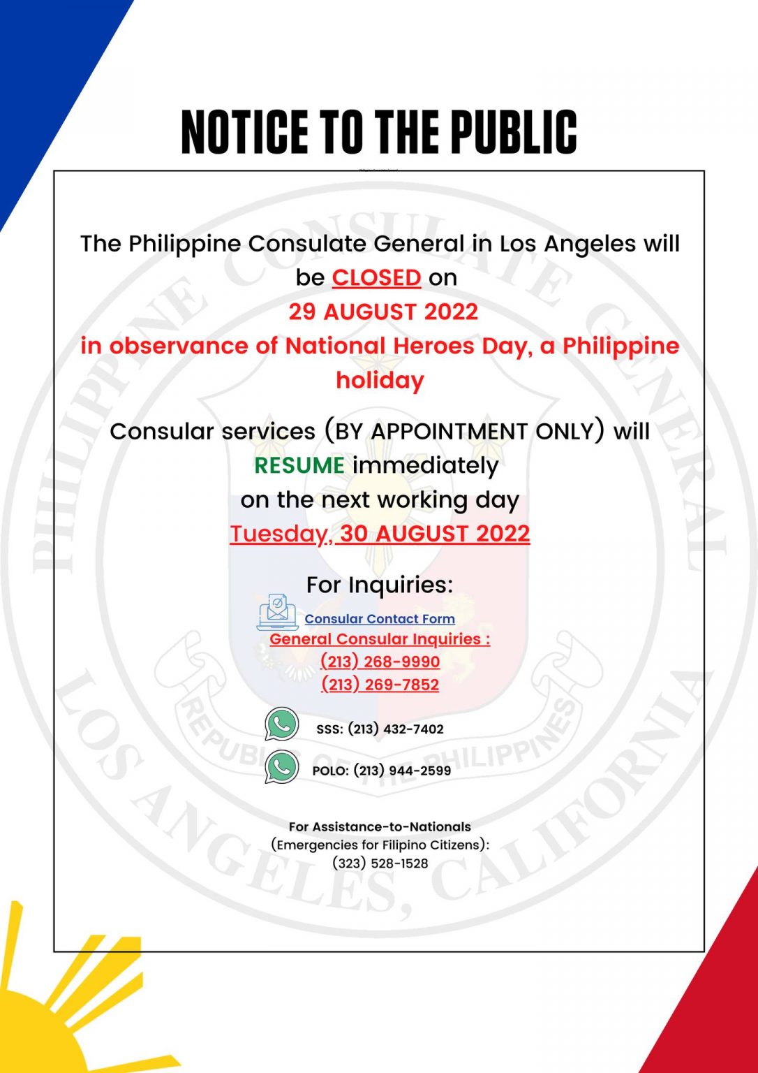 Consulate General Appointment System Calendar Philippine Consulate